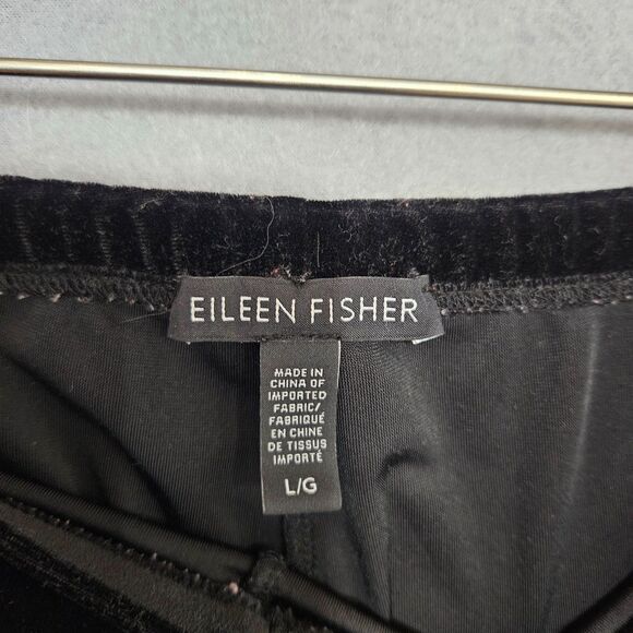 Eileen Fisher Women's L Velour Stretchy Pants Black Velvet Pull-On Pant Ankle - Picture 2 of 6